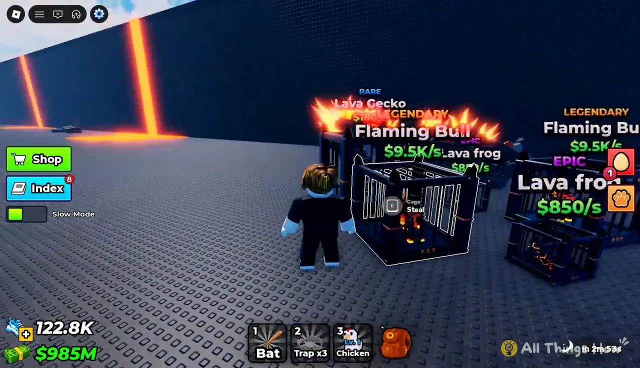 Highlighted pet cage with the E Cage Steal prompt on screen