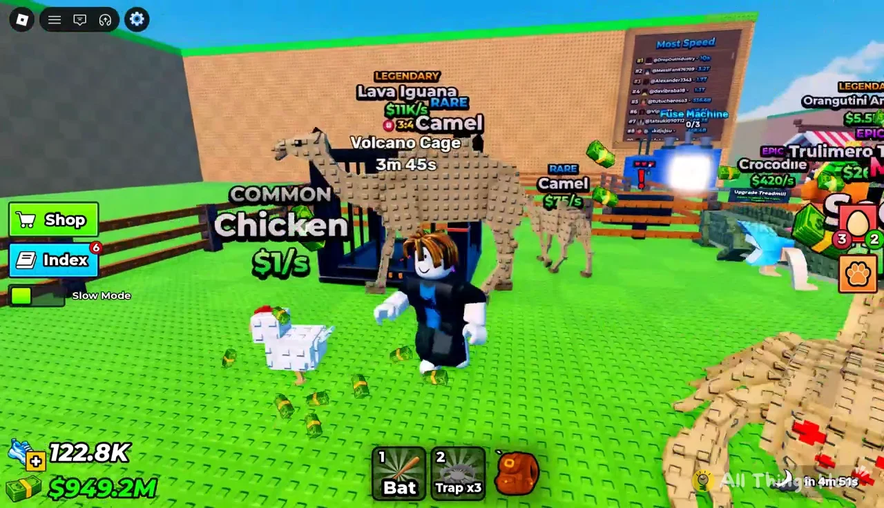 Avatar collecting cash next to a Common Chicken labelled $1/s