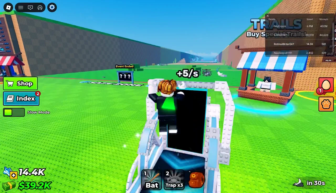 Avatar on the training machine with the base income rate shown above it