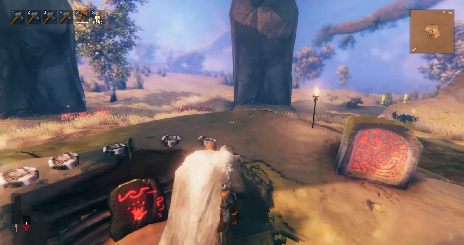 Standing at Yagluth's Plains altar beside the glowing red rune stone before summoning