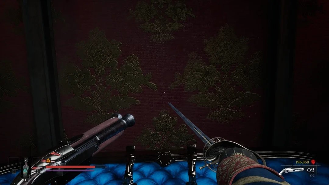First-person view with the Blunderbuss and the Rapier in hand