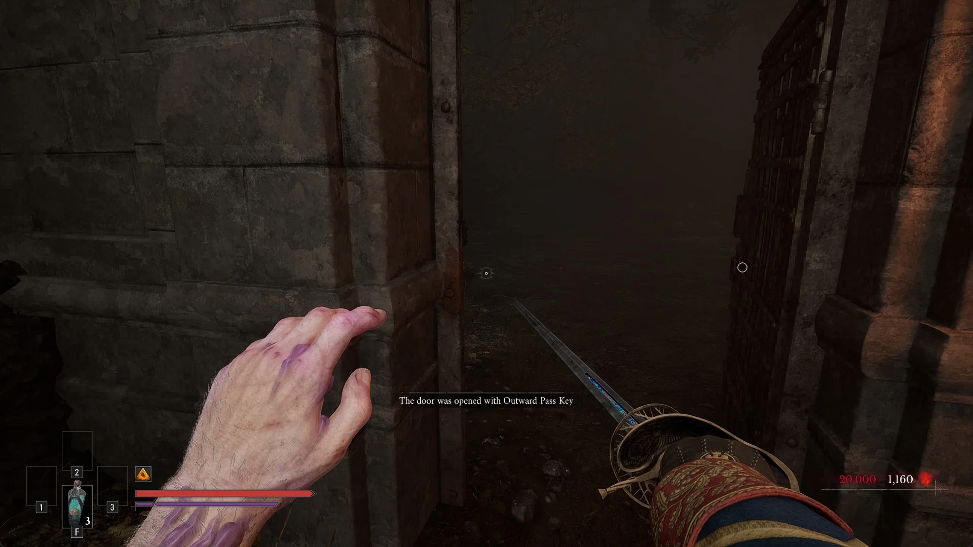 The message The door was opened with Outward Pass Key