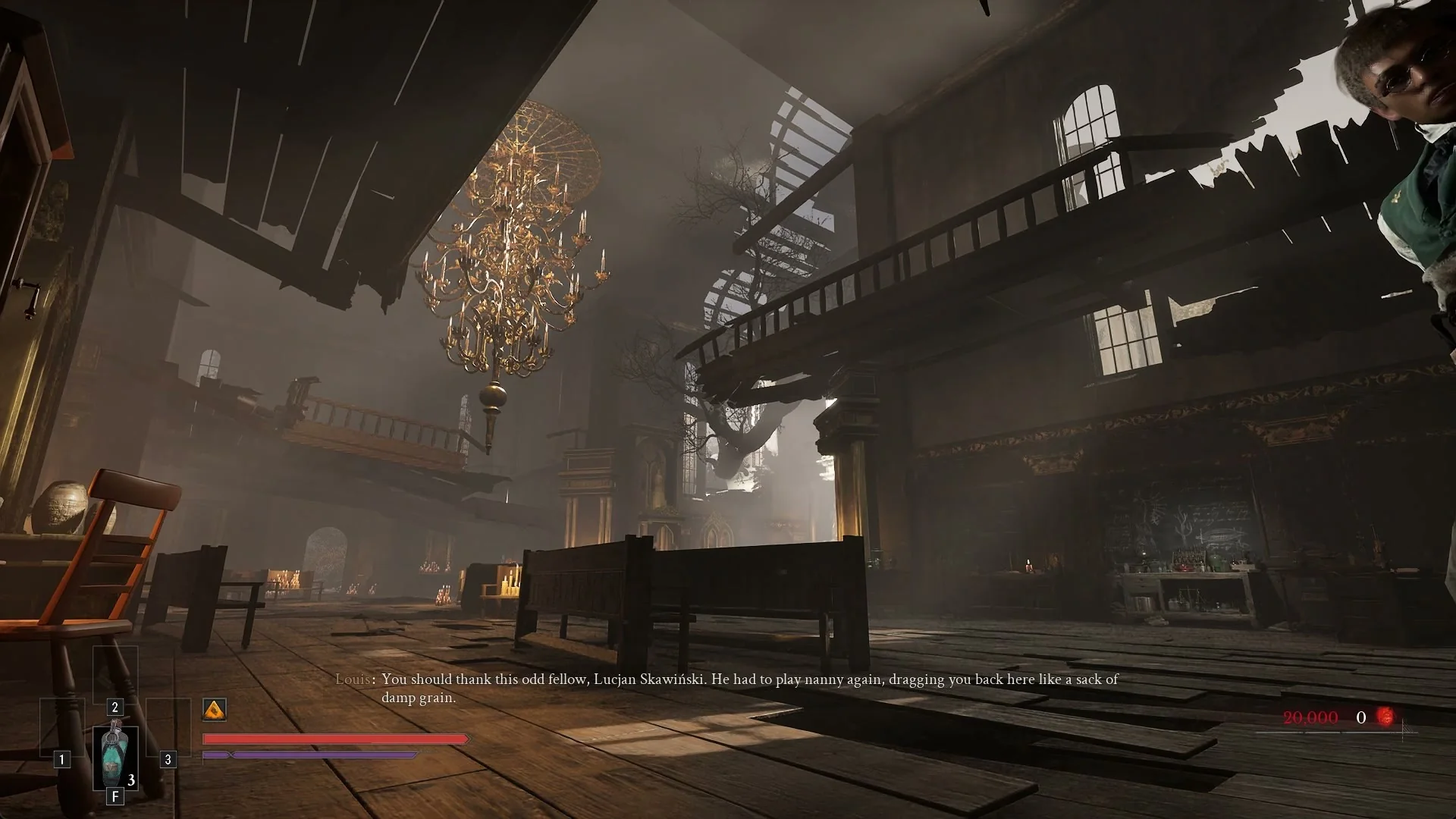 The Abandoned Church interior after the Sphinx, with Louis speaking