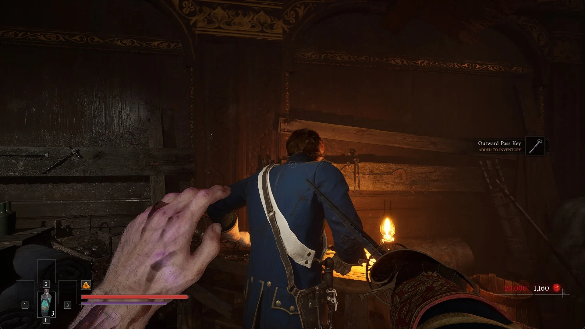 Outward Pass Key added to inventory as James turns back to his bench