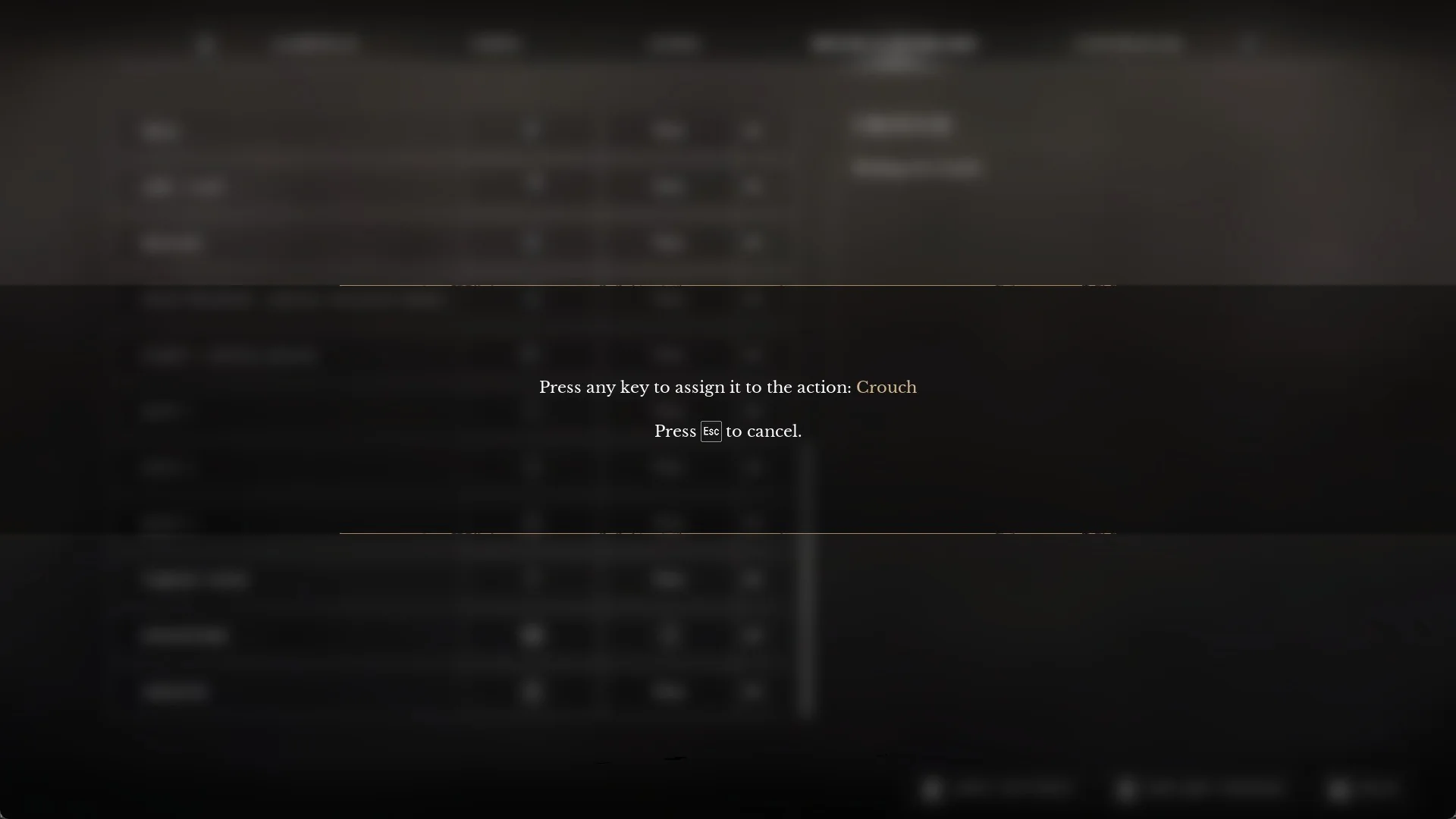 Valor Mortis rebind prompt reading Press any key to assign it to the action: Crouch