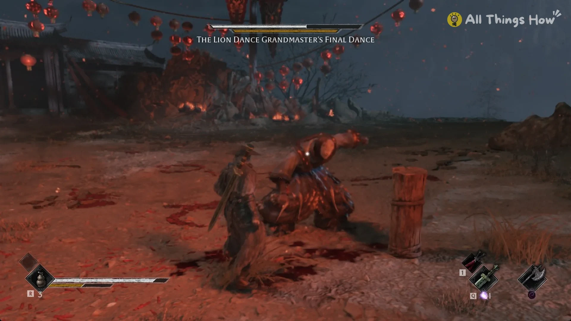 Flame back on the ground beside the poles after the last Ho-Ho is executed, Phantom Blade Zero