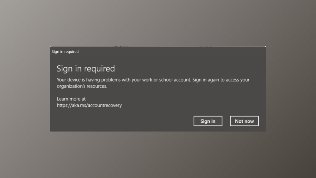 How to Fix “Sign In Required – Your Device Is Having Problems With Your Work or School Account” Error on Windows 11