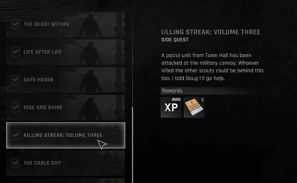 Dying Light: The Beast — Killing Streak Volume Three walkthrough
