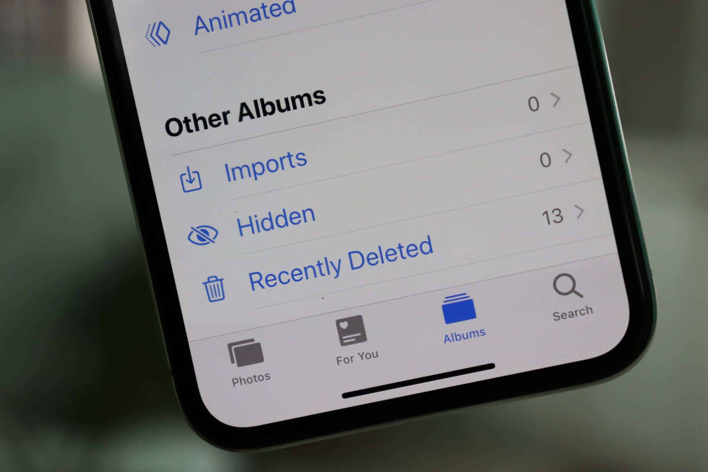 Where is the Recently Deleted album in iOS 12?